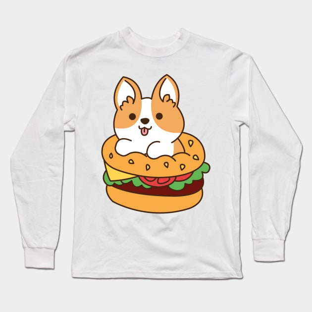 Corgi Hamburger Long Sleeve T-Shirt by mintcorner